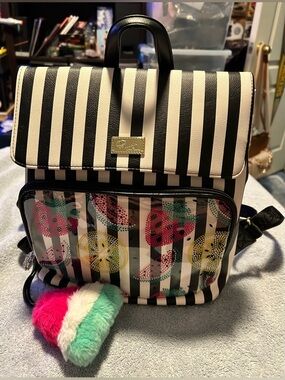 LUV BETSEY BY BETSEY JOHNSON “EUC” (NO FLAWS) MINI BACKPACK/STRIPED W/ CHARM